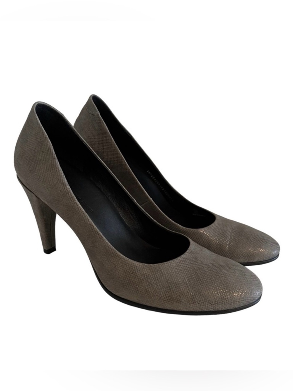 ECCO Shape 75 Sleek Pump in Grey Textured Leather 38 LIKE NEW